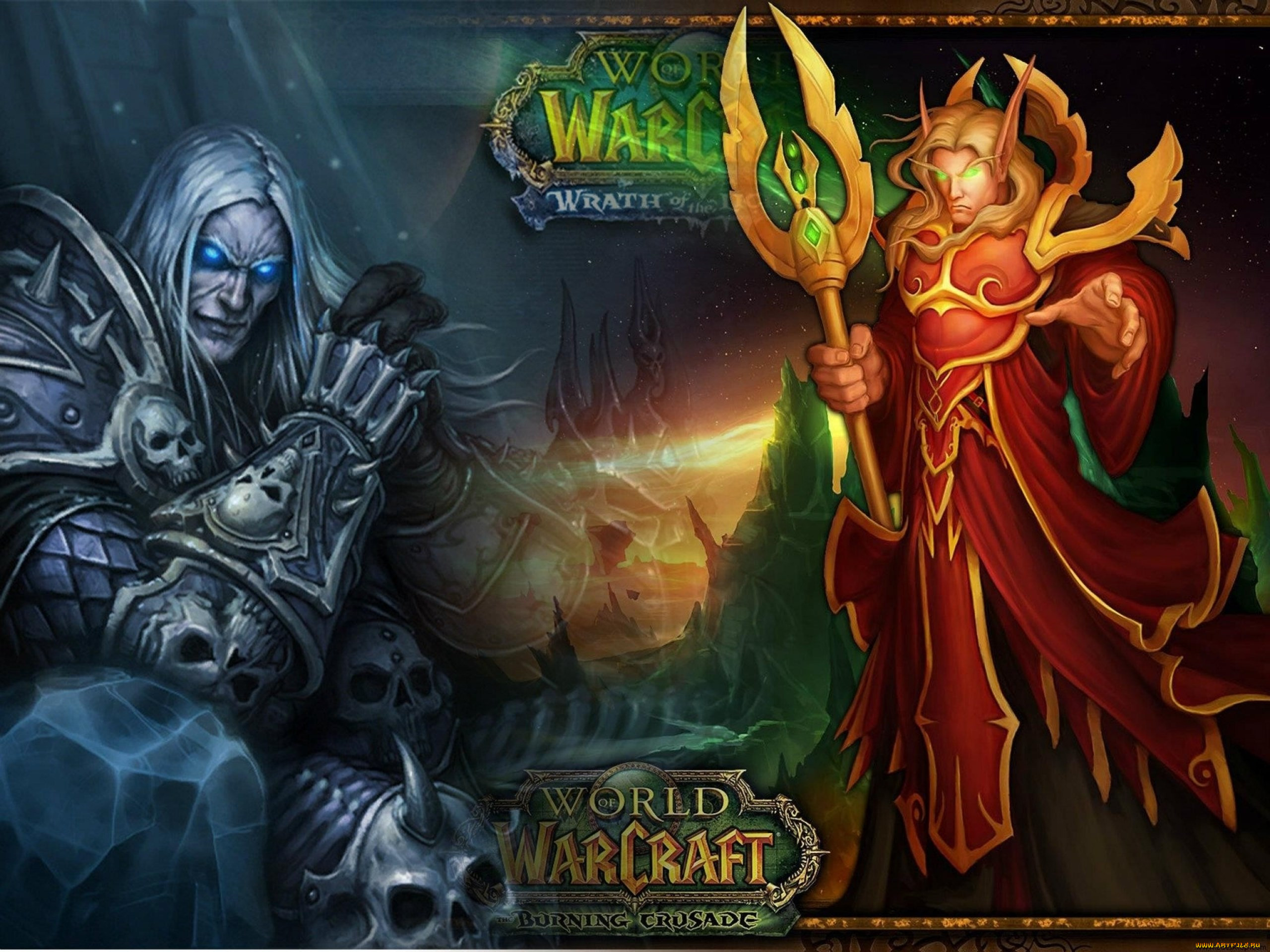 Обои Видео Игры World of Warcraft: The Burning Crusade, обои для рабочего  стола, фотографии видео игры, world of warcraft, the burning crusade,  король-лич, эльф, посох Обои для рабочего стола, скачать обои картинки